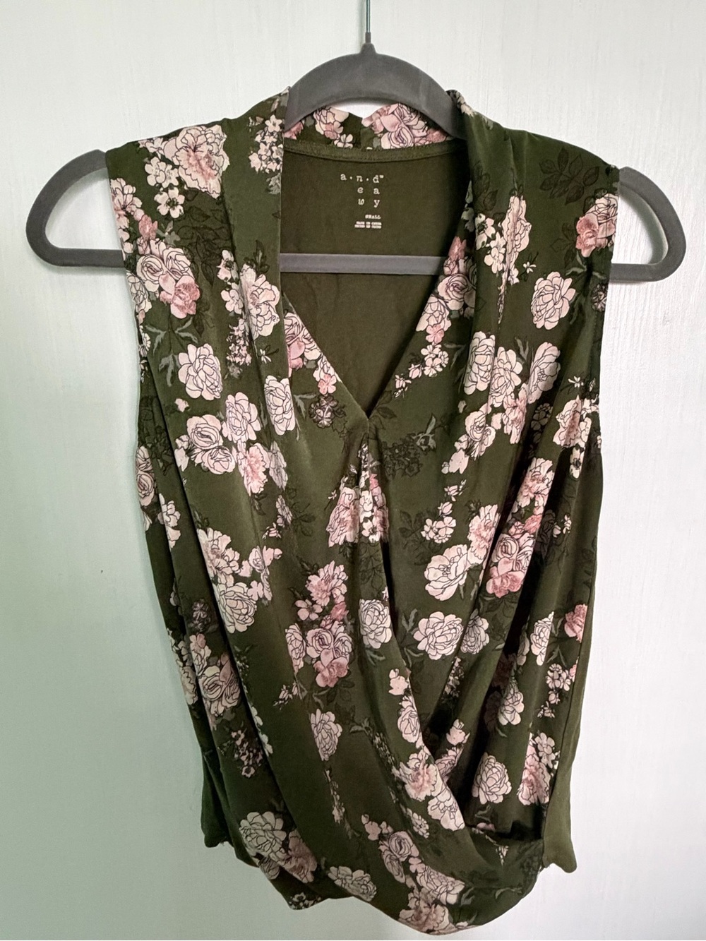a new day Olive Green Floral V-Neck Blouse